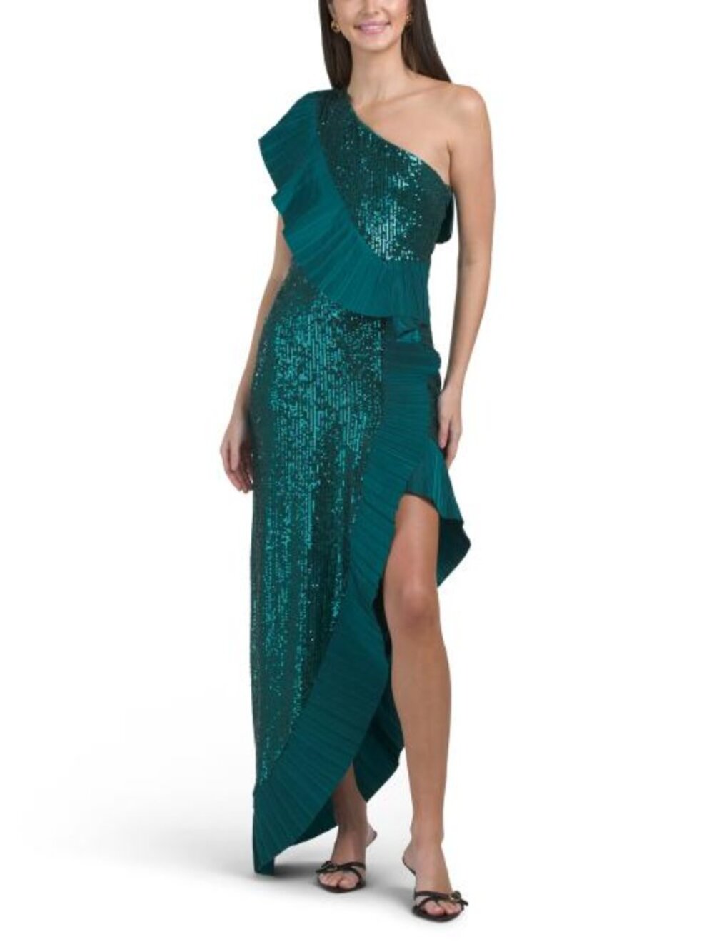 ONE33 SOCIAL One Shoulder Tea Length Cocktail Dress
